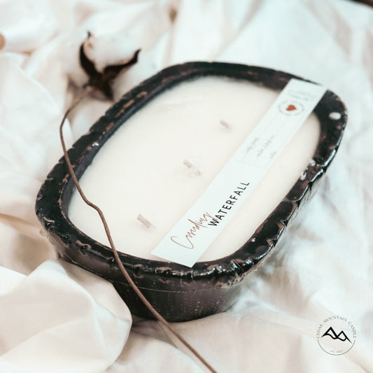 3 Wick Pottery Dough Bowl Soy Candle, No Beads