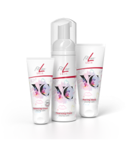 PM Fitline Young Care Set Cleansing Foam Peeling Mask Balancing Cream 3pcs NEW