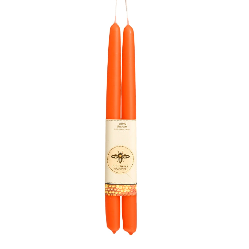 {Big Dipper Wax Works} Pure Beeswax Tapers :: Set of 2 :: Pumpkin