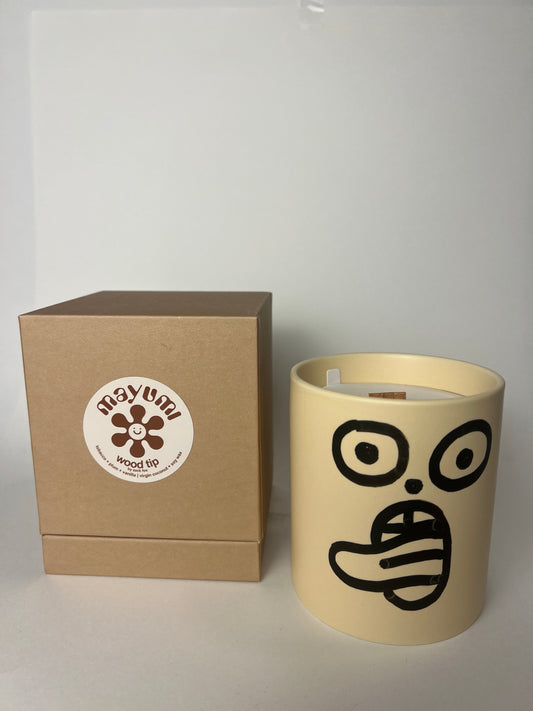 1 of 1 hand-drawn WOOD TIP ZACK FOX CANDLE: tobacco + plum + vanilla