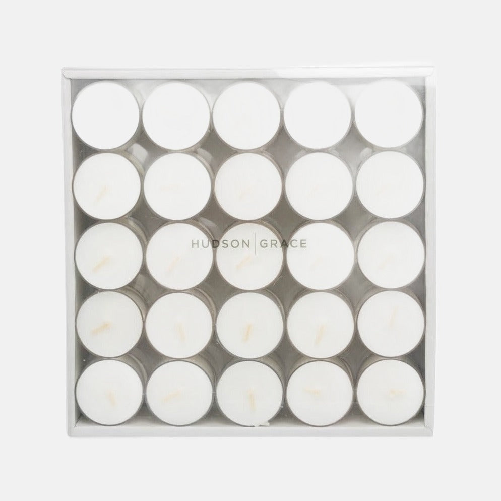 HG White Clear-Cupped 8-Hour Tealights, Set of 50