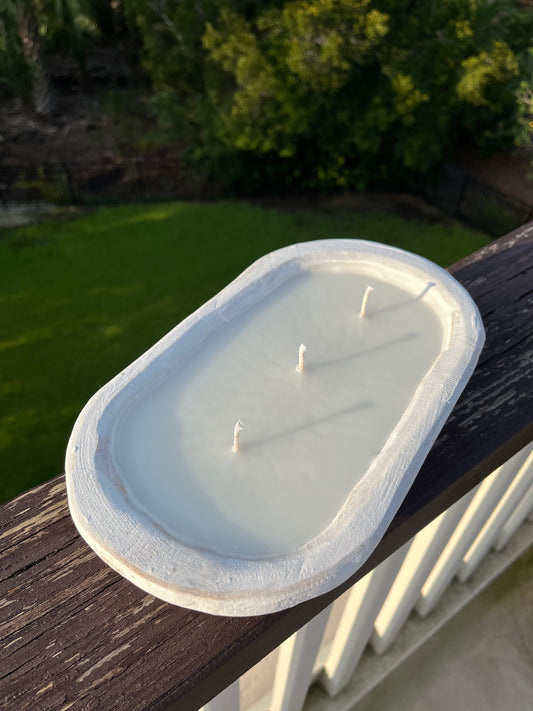 Dough Bowl 3 Wick Wood Candle by Bubbles Candle Co.- 2 colors, many scents