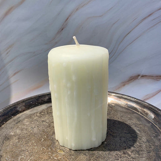 Pearl Natural Beeswax Hand Dipped Drip Pillar Candle Candles Beeswax Candles 5"
