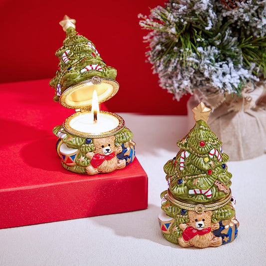 Ceramic Handmade Scented Candle Soy Wax Candle Christmas Gift - Santa Claus with an Apple