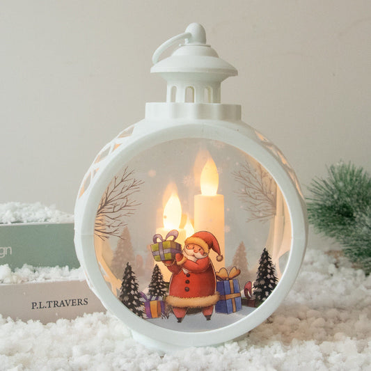 Santa Claus Snowman Round Light Ornaments Christmas Night Light Decoration