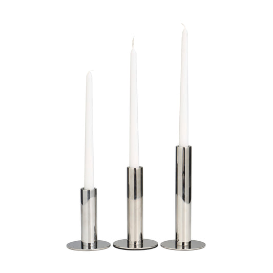 Modern Metal Slim Minimalistic Candle Holder with Rounded Base ( Set of 3)