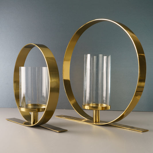 Gold Round Pillar Holder (2 Sizes)