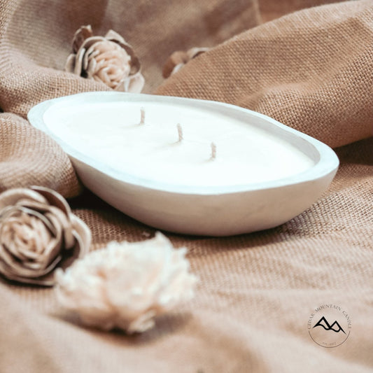 3 Wick White Light Wood Dough Bowl