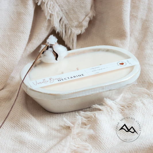 3 Wick White Wood Dough Bowl