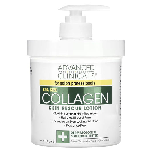 Experience Glowing Skin with Fragrance-Free Advanced Clinicals Collagen Skin Rescue Lotion – 16 oz (454 g)