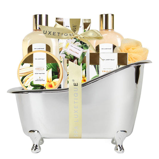 Gifts for Women - Spa Luxetique Spa Gift Baskets for Women, 8 Pcs Vanilla Bath Sets for Women Gift, Bubble Bath for Women, Vanilla Spa Kit Womens Gifts, Valentines Day Gift Set for Women