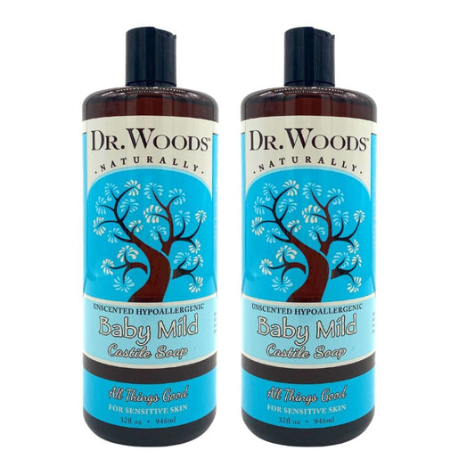 Dr. Woods Unscented Baby Mild Liquid Castile Soap, 32 Ounce (Pack of 2)