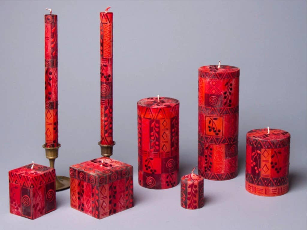 {Thumbprint Artifacts} Pillar Candles :: Berry Blaze :: 3" x 8"