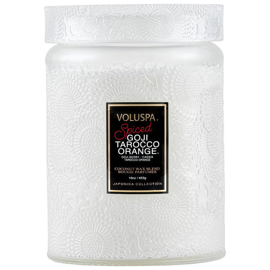 {Voluspa} Glass Jar Candle with Lid :: Spiced Goji Taracco Orange :: Large