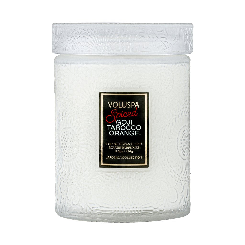 {Voluspa} Glass Jar Candle with Lid :: Spiced Goji Taracco Orange :: Small
