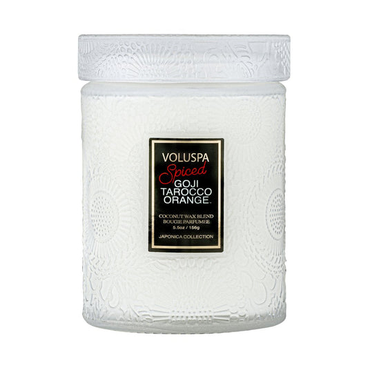 {Voluspa} Glass Jar Candle with Lid :: Spiced Goji Taracco Orange :: Small