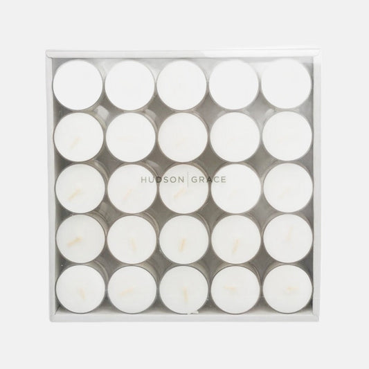 HG White Clear-Cupped 8-Hour Tealights, Set of 50