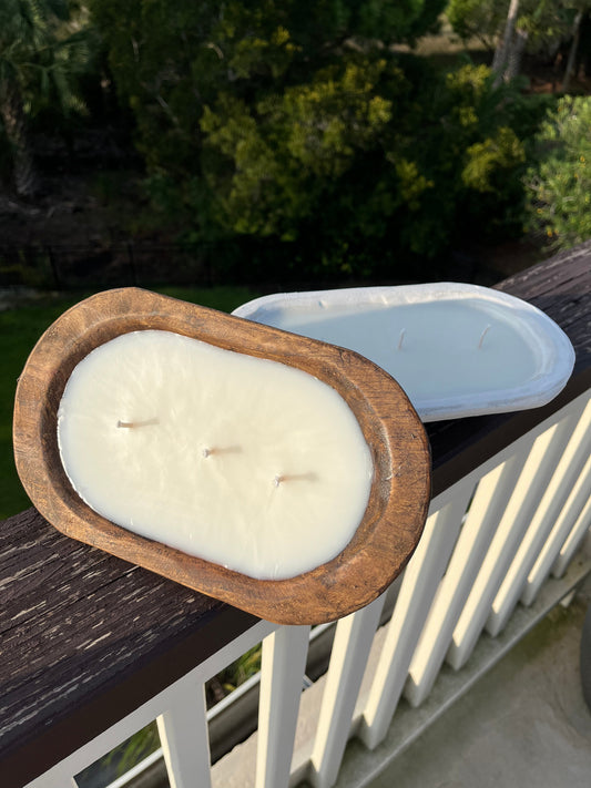 Dough Bowl 3 Wick Wood Candle by Bubbles Candle Co.- 2 colors, many scents