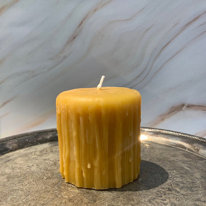 Natural Beeswax Hand Dipped Drip Pillar Candle Candles Beeswax Candles 3"