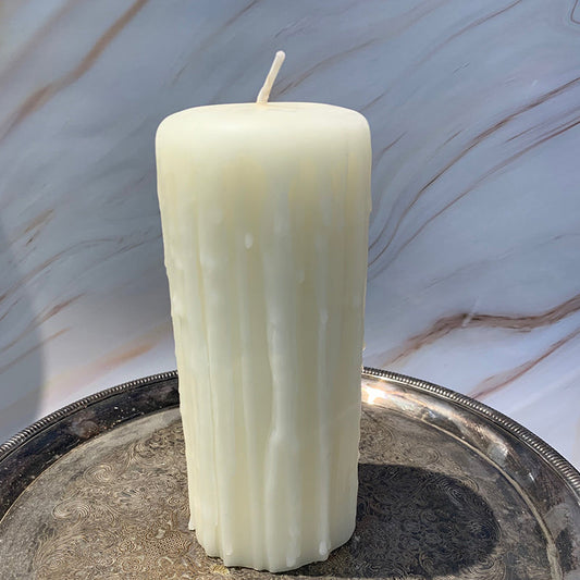 Pearl Natural Beeswax Hand Dipped Drip Pillar Candle Candles Beeswax Candles 7"