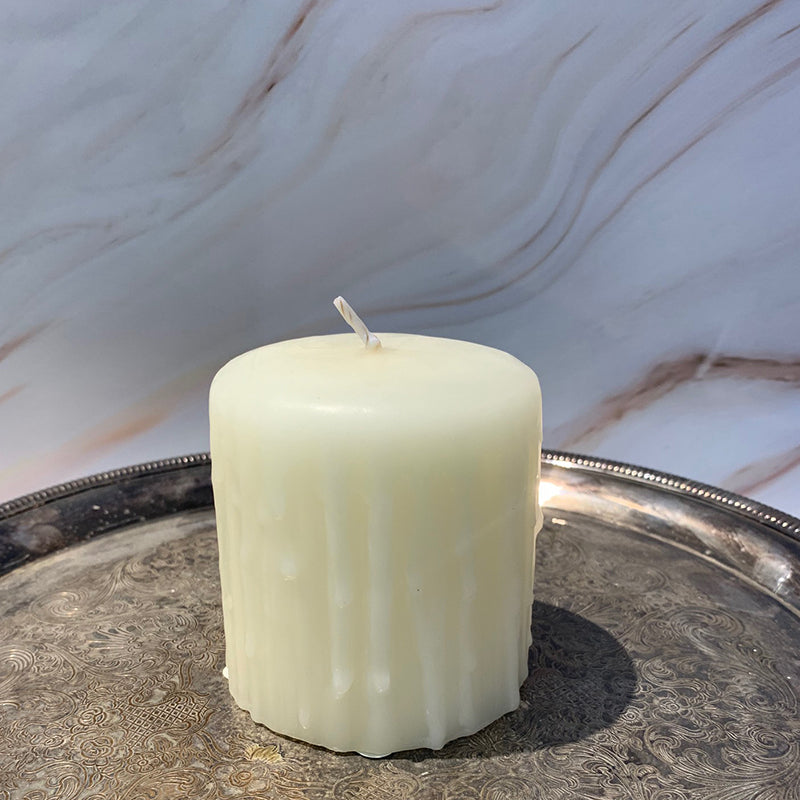 Pearl Natural Beeswax Hand Dipped Drip Pillar Candle Candles Beeswax Candles 3"