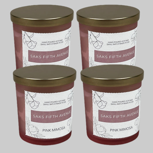 SAKS FIFTH AVENUE Pink Mimosa Hand Poured Soy Wax Candle 8 fl oz LOT OF 4! (New)