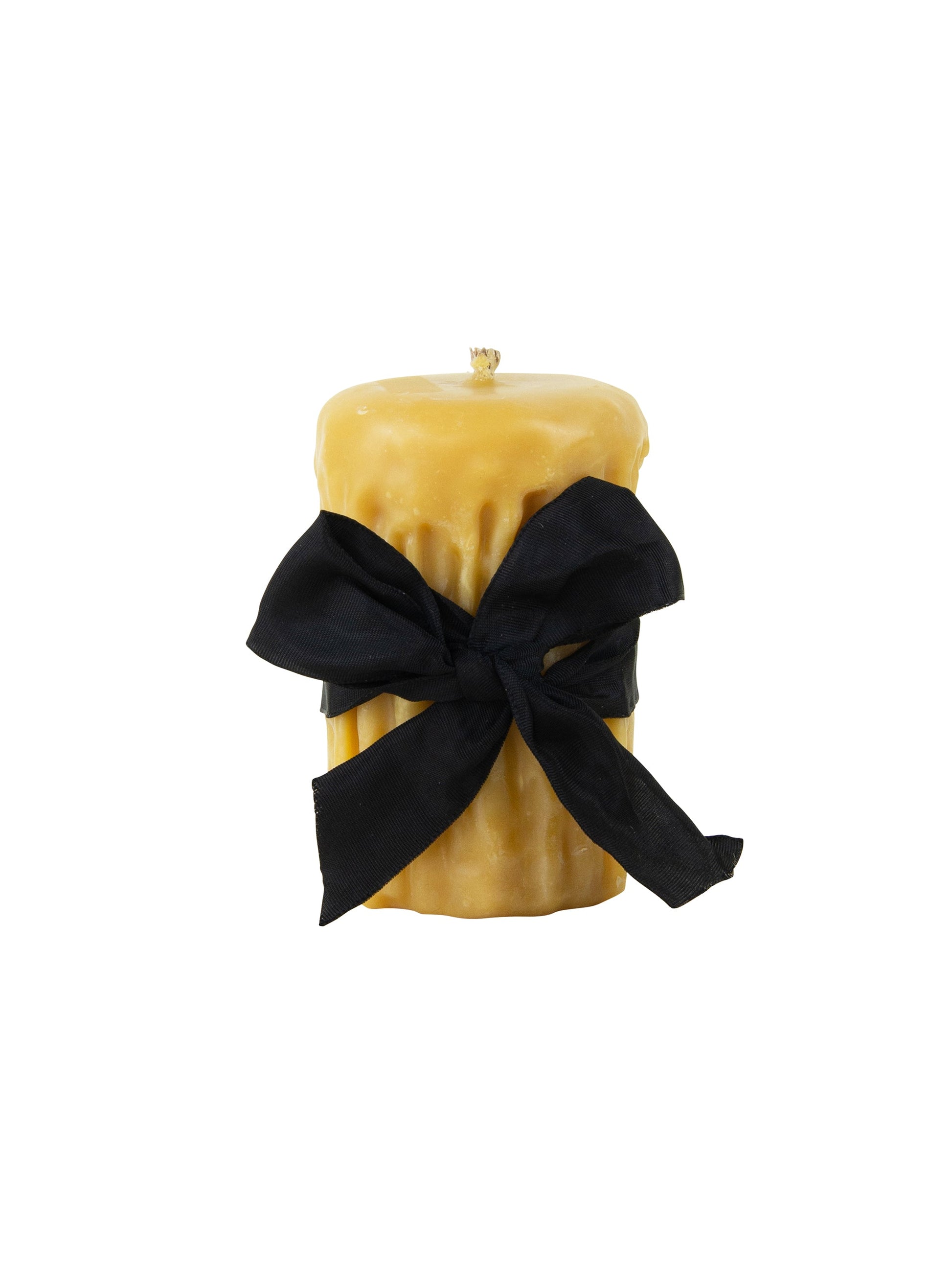 MATCH Pewter Beeswax Drip Pillar Candle Gold 5" H x  3.5" D Weston Table