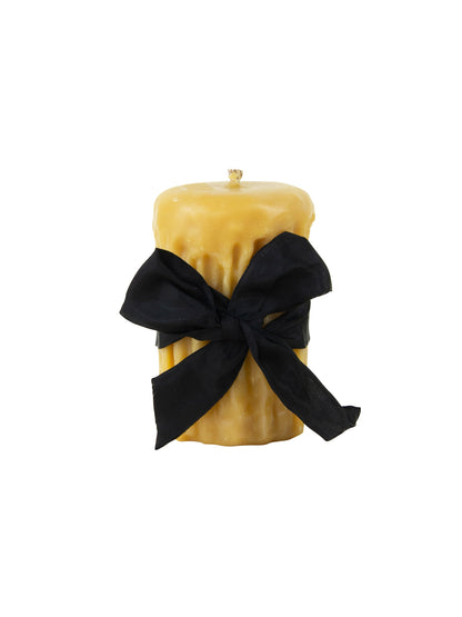 MATCH Pewter Beeswax Drip Pillar Candle Gold 5" H x  3.5" D Weston Table