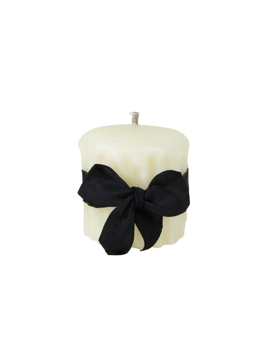 MATCH Pewter Beeswax Drip Pillar Candle Ivory 3.5" H x  3.5" D Weston Table
