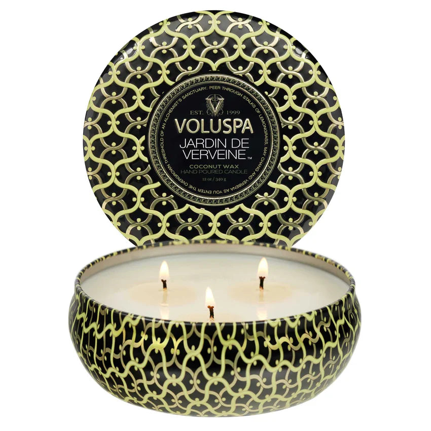 Jardin de Verveine 3 Wick Tin Poured in California