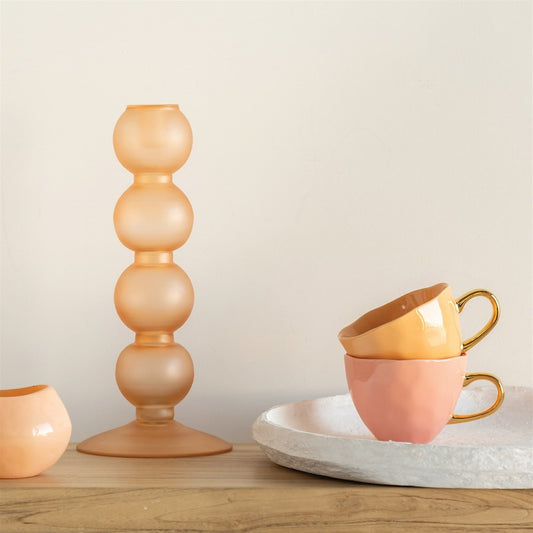Frosted Peach Bauble Candlestick