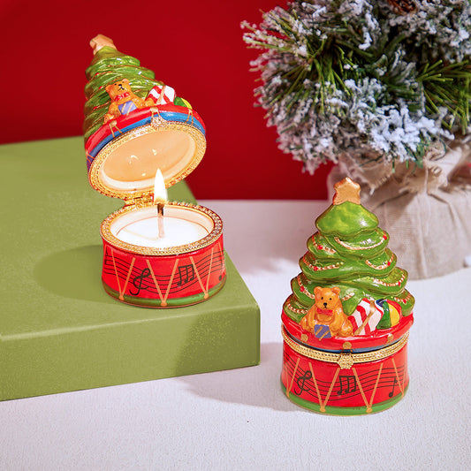 Ceramic Handmade Scented Candle Soy Wax Candle Christmas Gift - Bear Green Christmas Tree