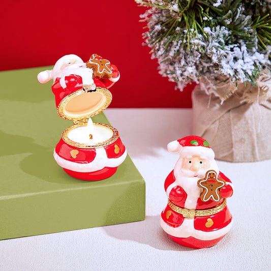 Ceramic Handmade Scented Candle Soy Wax Candle Christmas Gift - Santa Claus and Gingerbread Man