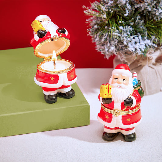 Ceramic Handmade Scented Candle Soy Wax Candle Christmas Gift - Santa Claus with Gifts