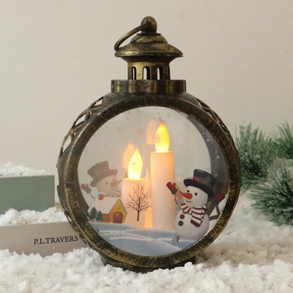 Santa Claus Snowman Round Light Ornaments Christmas Night Light Decoration