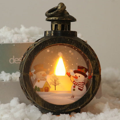 Santa Claus Snowman Round Light Ornaments Christmas Night Light Decoration