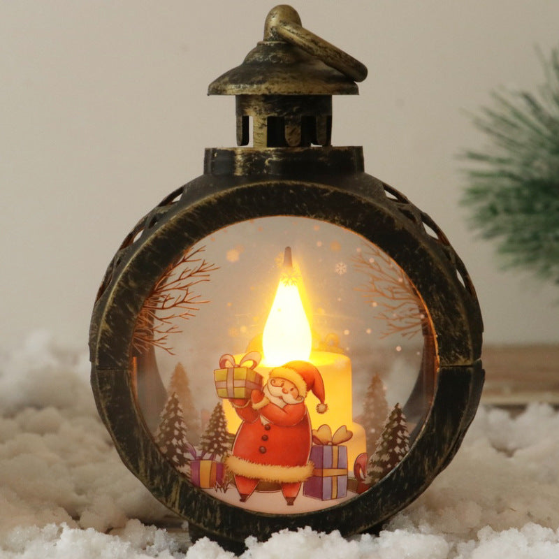 Santa Claus Snowman Round Light Ornaments Christmas Night Light Decoration