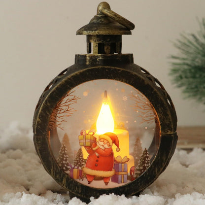 Santa Claus Snowman Round Light Ornaments Christmas Night Light Decoration