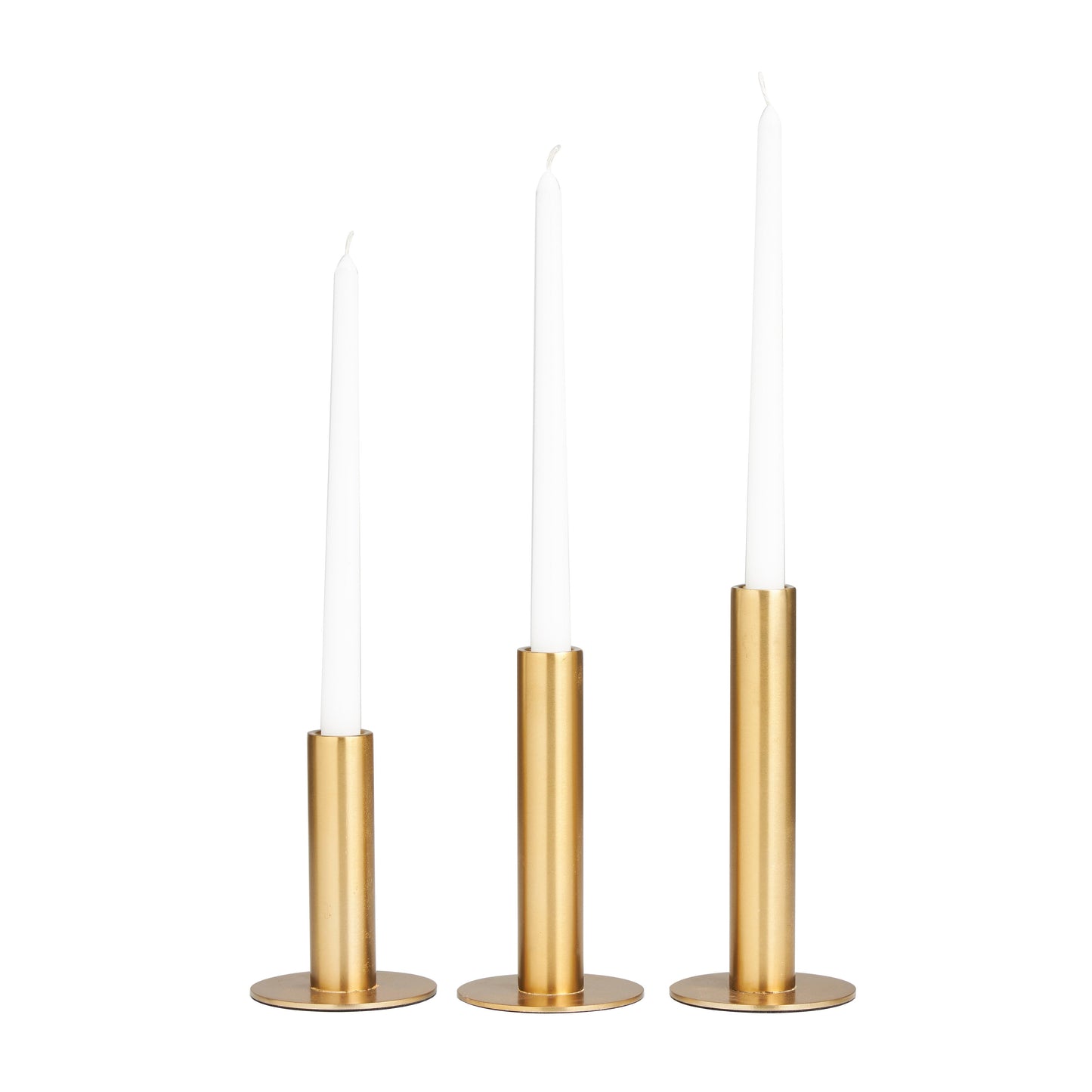 Modern Metal Slim Minimalistic Candle Holder with Rounded Base ( Set of 3)