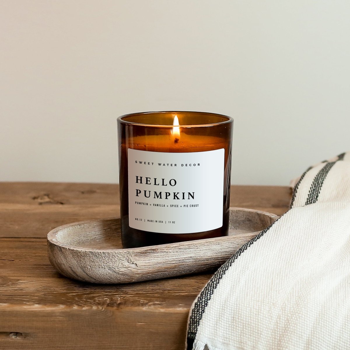 Hello Pumpkin Soy Candle - Amber Jar - 11 oz