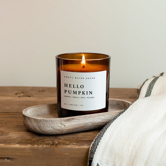 Hello Pumpkin Soy Candle - Amber Jar - 11 oz