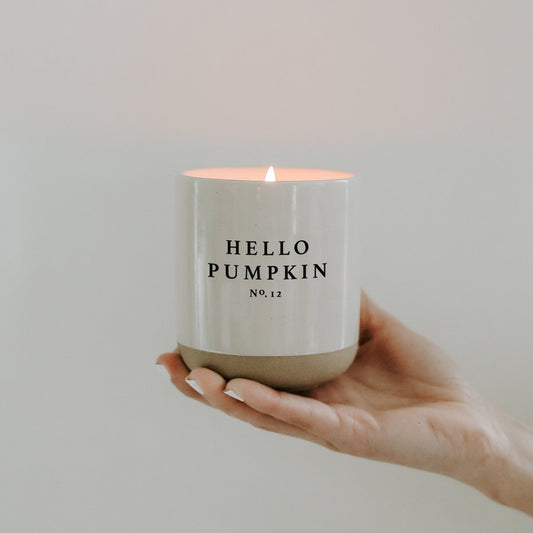 Hello Pumpkin Soy Candle - Cream Stoneware Jar - 12 oz