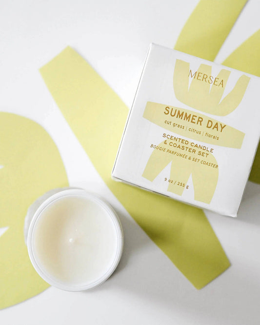 Summer Day Candle with Coaster