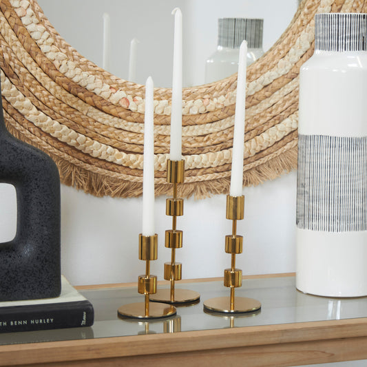Metal Abstract Floating Block Candle Holder with Rounded Base (Set of 3)