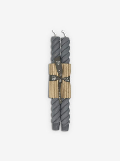 Greentree Home Pair of 10" Rope Taper Candles by Greentree Home Home Accessories New Candles and Home Fragrance Grey