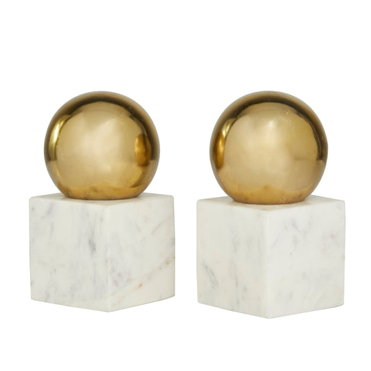 Marble Orb Bookends ( Set of 2 ) 2 Colors