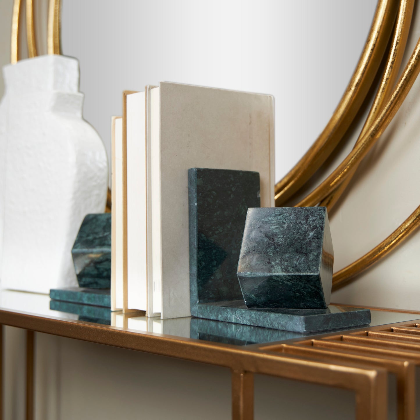 Green Marble Orb Bookends (Set of 2)