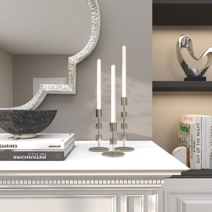 Metal Abstract Floating Block Candle Holder with Rounded Base (Set of 3)